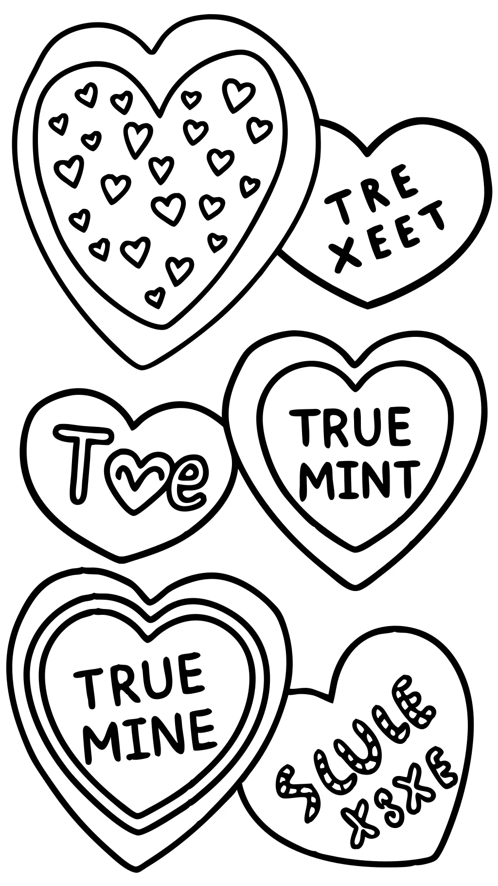 printable conversation hearts coloring pages